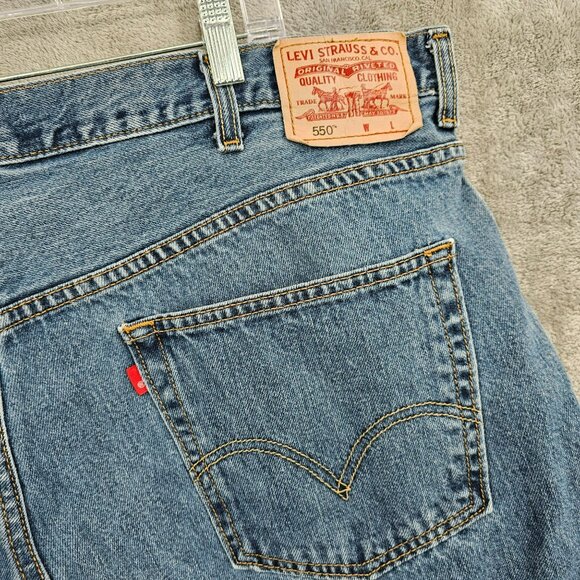 Levis 550 Relaxed Fit Jeans 44x30 Medium Blue Wash Cotton Denim Baggy Taper Plus - Picture 9 of 11